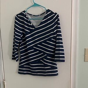 J. McLaughlin Striped Navy and White Long Sleeve Top